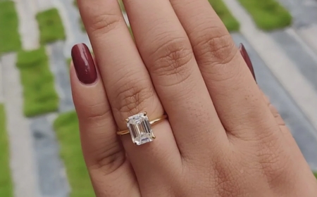 Elegant emerald cut rings with milgrain detail